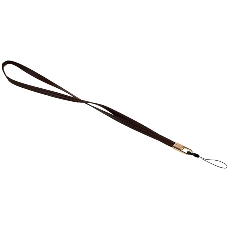 45cm Leather Neck Strap for Name Tag / Keys Universal Cell Phone Case Hanging Neck Lanyard - Dark Brown