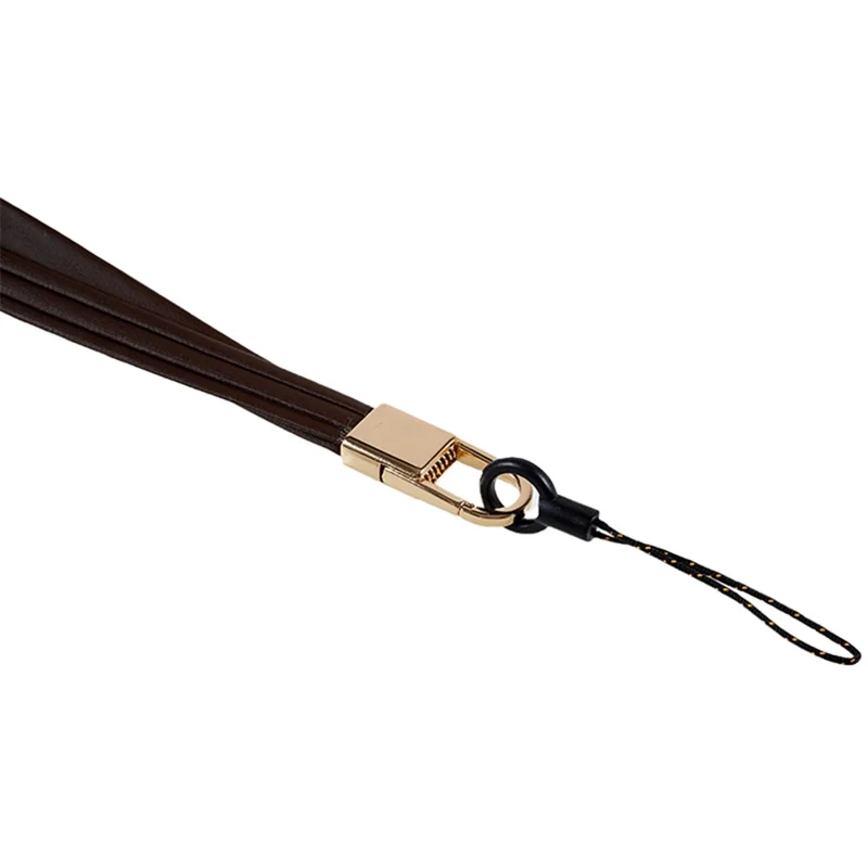 45cm Leather Neck Strap for Name Tag / Keys Universal Cell Phone Case Hanging Neck Lanyard - Dark Brown