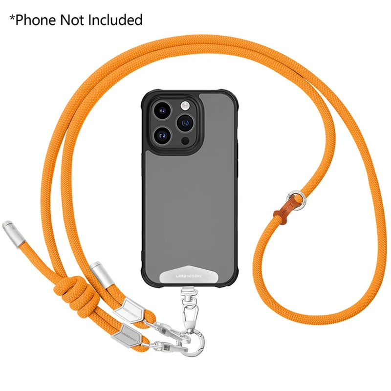 180cm Phone Strap Adjustable Crossbody Lanyard Braided Nylon Neck Strap with Tether Tab - Dark Orange