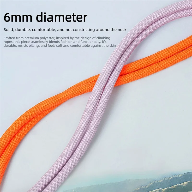 180cm Phone Strap Adjustable Crossbody Lanyard Braided Nylon Neck Strap with Tether Tab - Dark Orange