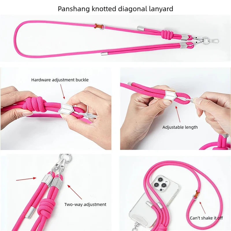 180cm Phone Strap Adjustable Crossbody Lanyard Braided Nylon Neck Strap with Tether Tab - Baby Blue