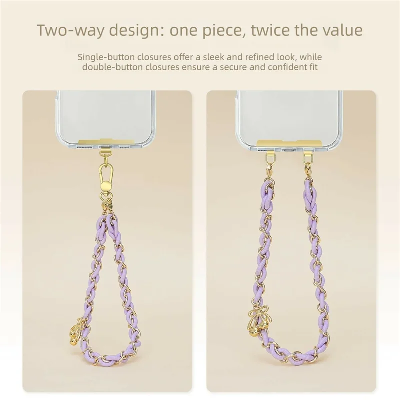 16cm Phone Strap Metal Braided Polyester Lanyard Detachable Wrist Chain with Bow Charm / Tether Tab - Dragon Fruit Red
