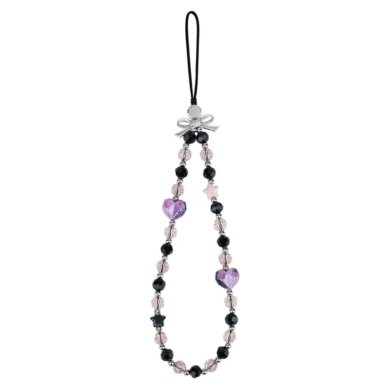 17cm Phone Chain Charm Strap Crystal Heart Star Beads Phone Lanyard Wrist Strap