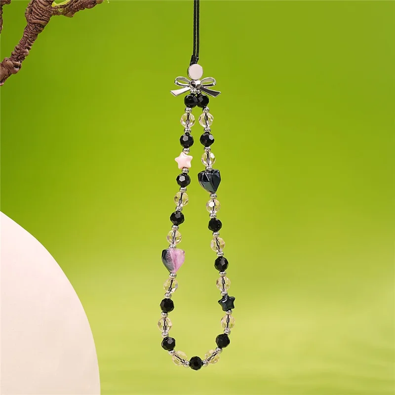 17cm Phone Chain Charm Strap Crystal Heart Star Beads Phone Lanyard Wrist Strap