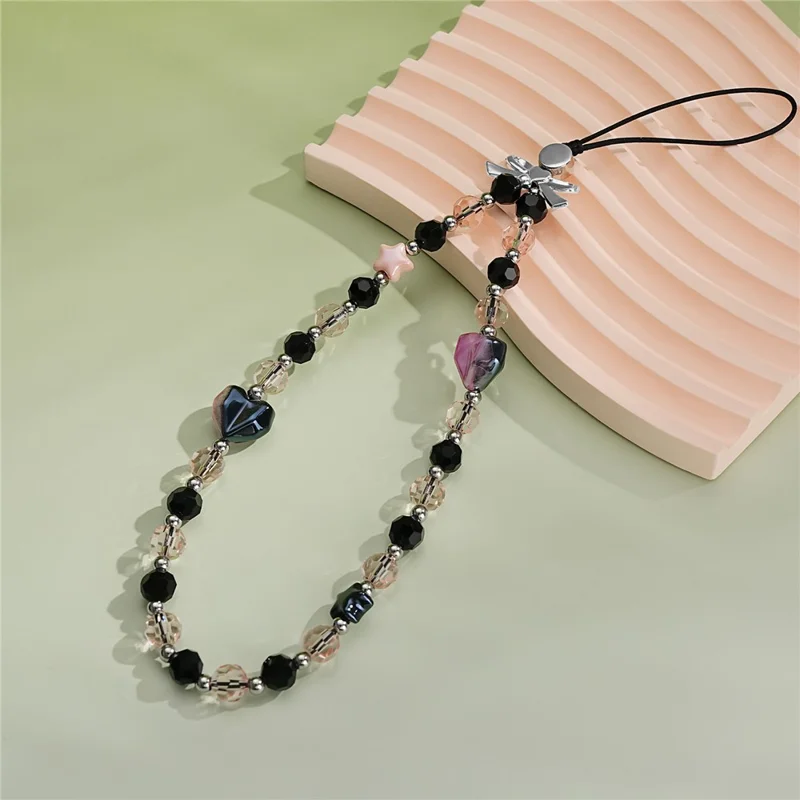 17cm Phone Chain Charm Strap Crystal Heart Star Beads Phone Lanyard Wrist Strap
