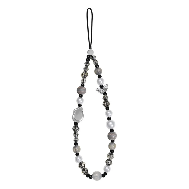 17cm Phone Chain Butterfly Pearl Beaded Lanyard Anti-Lost Phone Strap for Decorative Accessory