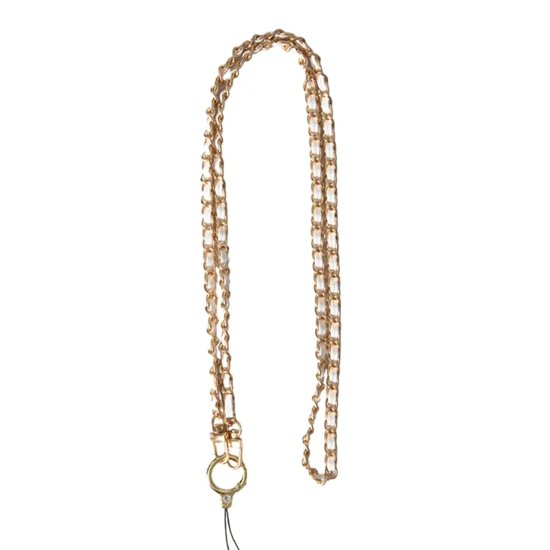 Purse Chain Strap 120cm Phone Crossbody Bag Chains Handbag Shoulder Leather Strap with Metal Buckles - Silver / Black