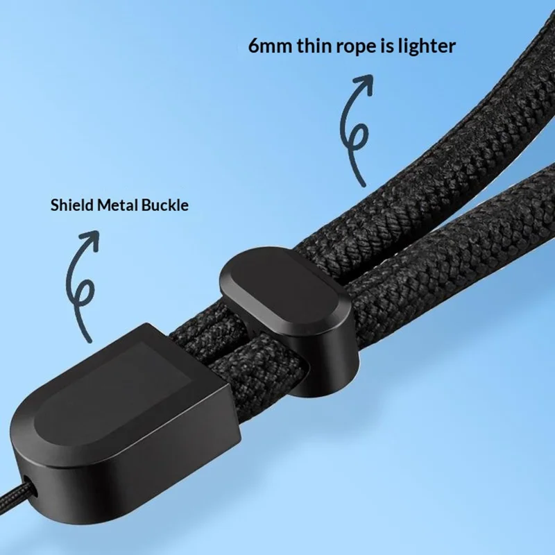 30cm Safety Hand Lanyard Phone Rope Self-Locking Adjustable Anti-Loss Camera Wrist Strap, Diameter: 6mm - Black