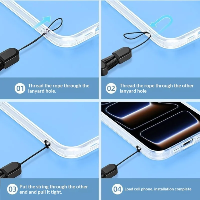30cm Safety Hand Lanyard Phone Rope Self-Locking Adjustable Anti-Loss Camera Wrist Strap, Diameter: 6mm - Black