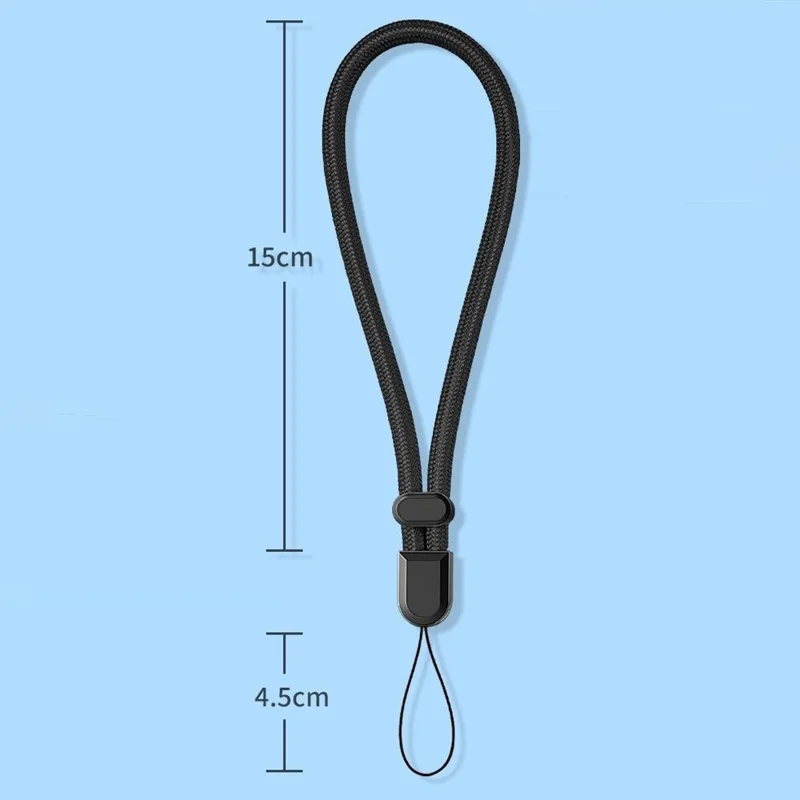30cm Safety Hand Lanyard Phone Rope Self-Locking Adjustable Anti-Loss Camera Wrist Strap, Diameter: 6mm - Black