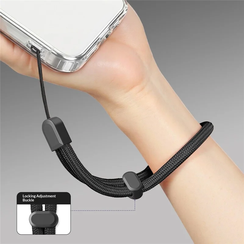 30cm Safety Hand Lanyard Phone Rope Self-Locking Adjustable Anti-Loss Camera Wrist Strap, Diameter: 6mm - Black