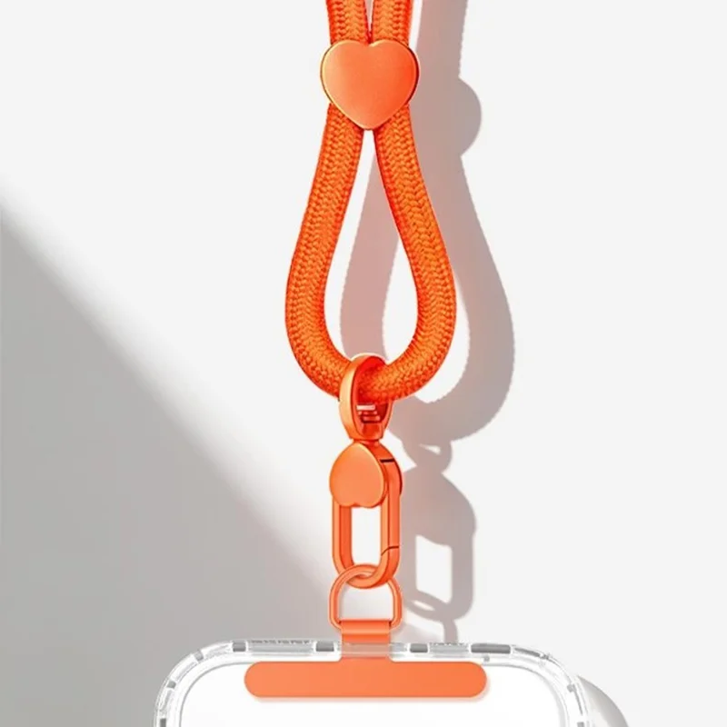 CT-73 150cm Phone Lanyard Adjustable Polyester Strap Anti-Theft Round Rope with Patch, Diameter: 6mm - Black