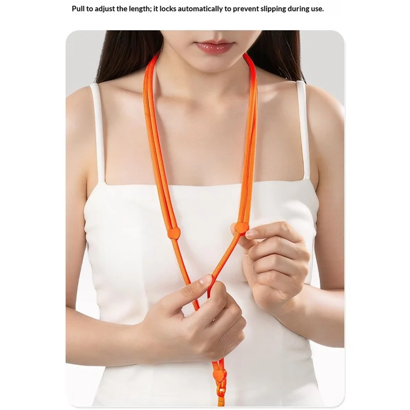 CT-73 150cm Phone Lanyard Adjustable Polyester Strap Anti-Theft Round Rope with Patch, Diameter: 6mm - Black