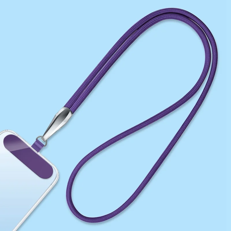 CT-66 90cm Phone Lanyard Neck Strap with 60 x 16mm Clear TPU Tether Tab, Strap Diameter: 6mm - Dark Purple