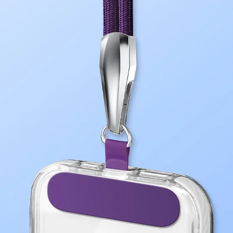 CT-66 90cm Phone Lanyard Neck Strap with 60 x 16mm Clear TPU Tether Tab, Strap Diameter: 6mm - Dark Purple