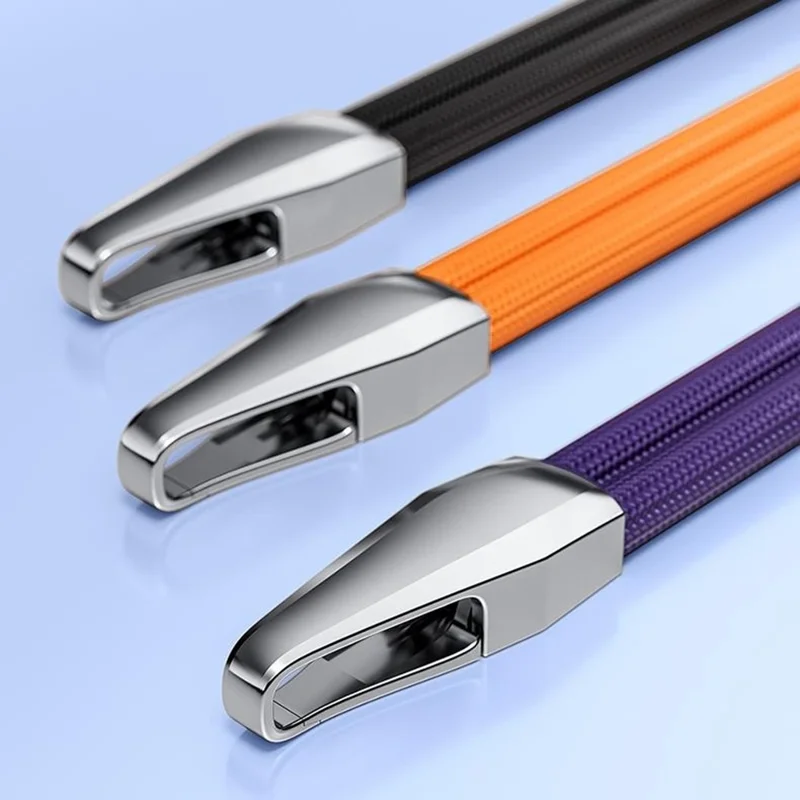 CT-66 90cm Phone Lanyard Neck Strap with 60 x 16mm Clear TPU Tether Tab, Strap Diameter: 6mm - Dark Purple