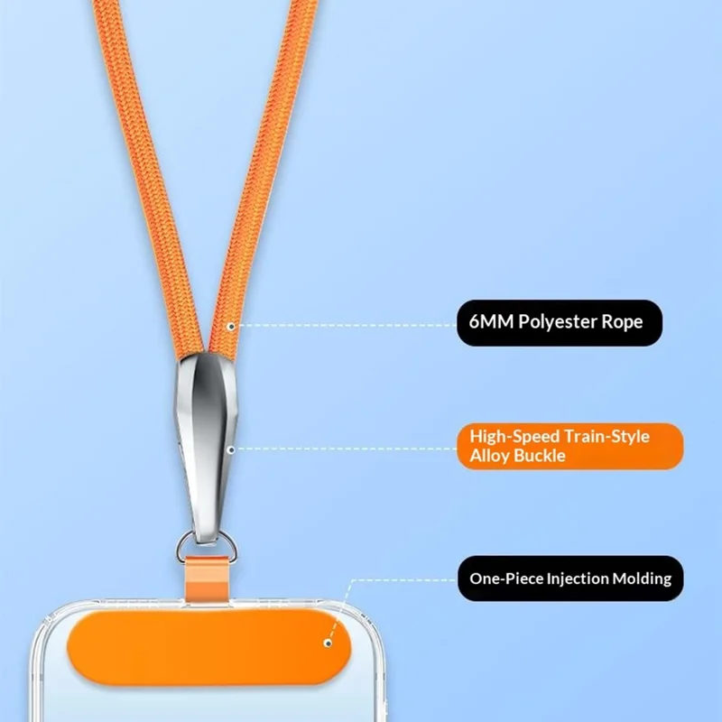 CT-66 90cm Phone Lanyard Neck Strap with 60 x 16mm Clear TPU Tether Tab, Strap Diameter: 6mm - Dark Purple