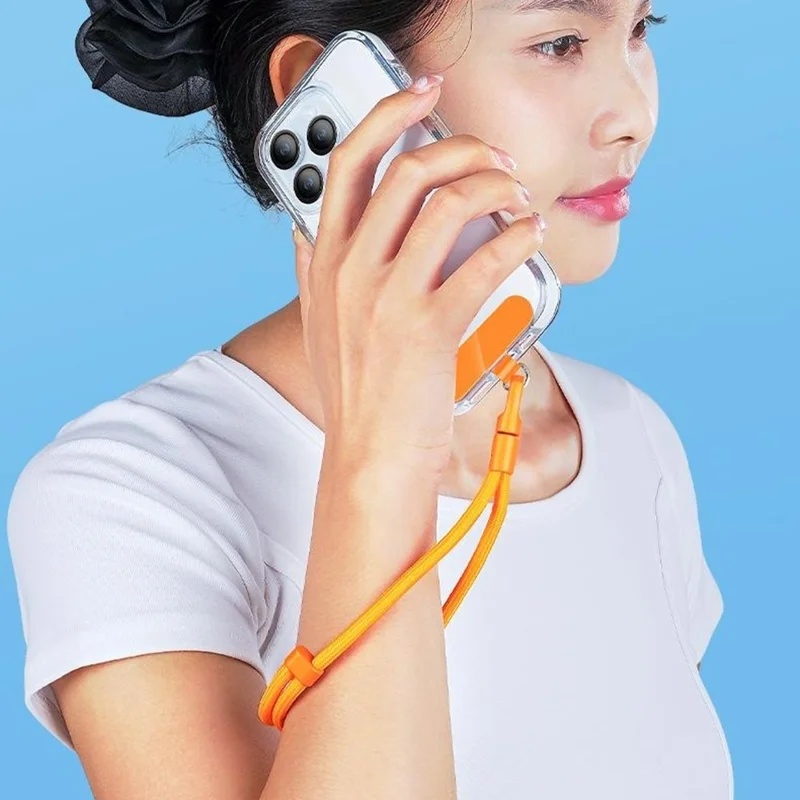 CT-46 23cm Phone Lanyard Woven Polyester Adjustable Length Anti-Loss Hand Strap, Diameter: 6mm - Orange