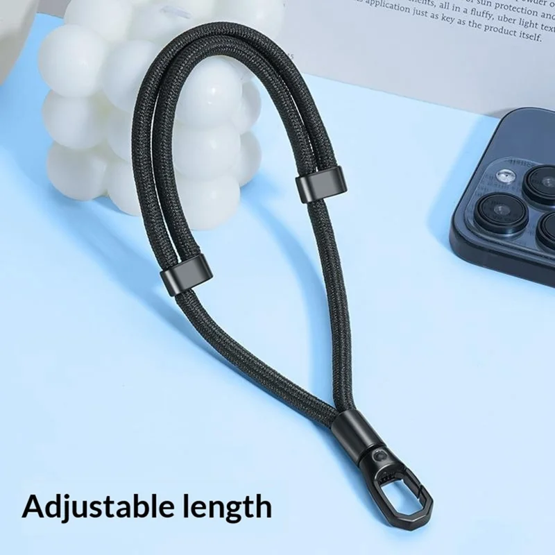 CT-46 23cm Phone Lanyard Woven Polyester Adjustable Length Anti-Loss Hand Strap, Diameter: 6mm - Light Camel