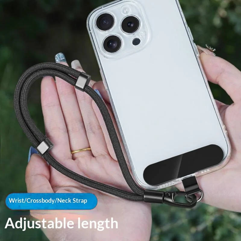 CT-46 23cm Phone Lanyard Woven Polyester Adjustable Length Anti-Loss Hand Strap, Diameter: 6mm - Light Camel