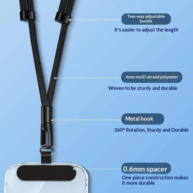 CT-46 23cm Phone Lanyard Woven Polyester Adjustable Length Anti-Loss Hand Strap, Diameter: 6mm - Light Camel
