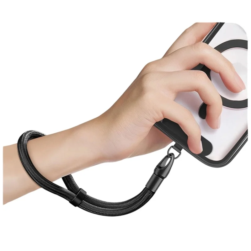 CT-69 32cm Adjustable Phone Lanyard Polyester Rope Self-Locking Anti-Loss Wrist Strap, Diameter: 7mm - Black