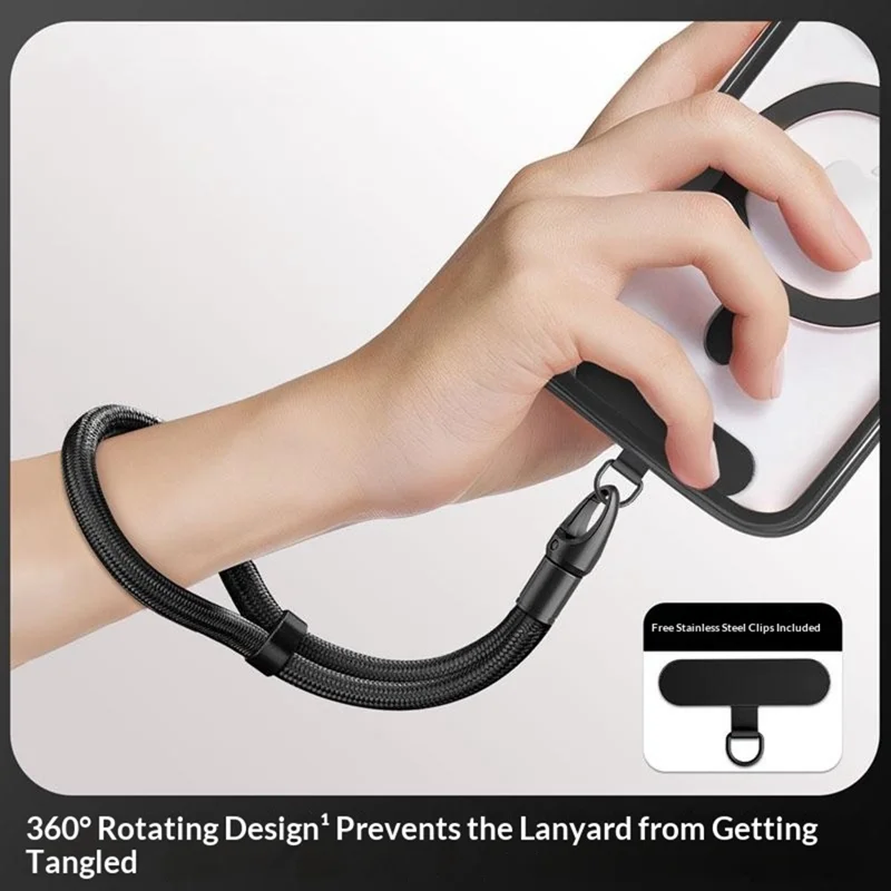 CT-69 32cm Adjustable Phone Lanyard Polyester Rope Self-Locking Anti-Loss Wrist Strap, Diameter: 7mm - Black