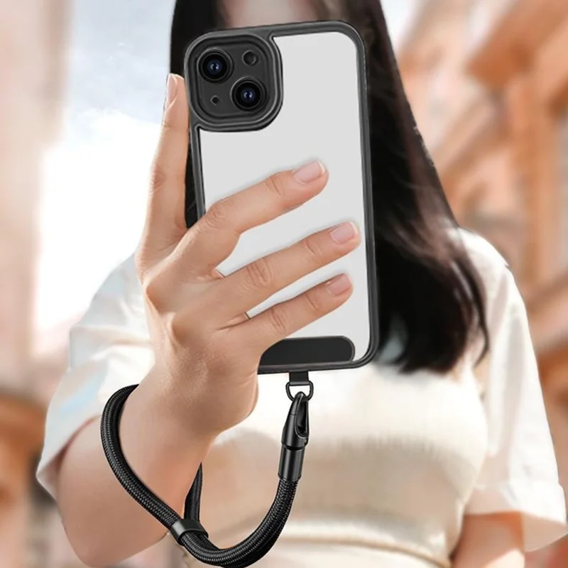 CT-69 32cm Adjustable Phone Lanyard Polyester Rope Self-Locking Anti-Loss Wrist Strap, Diameter: 7mm - Black