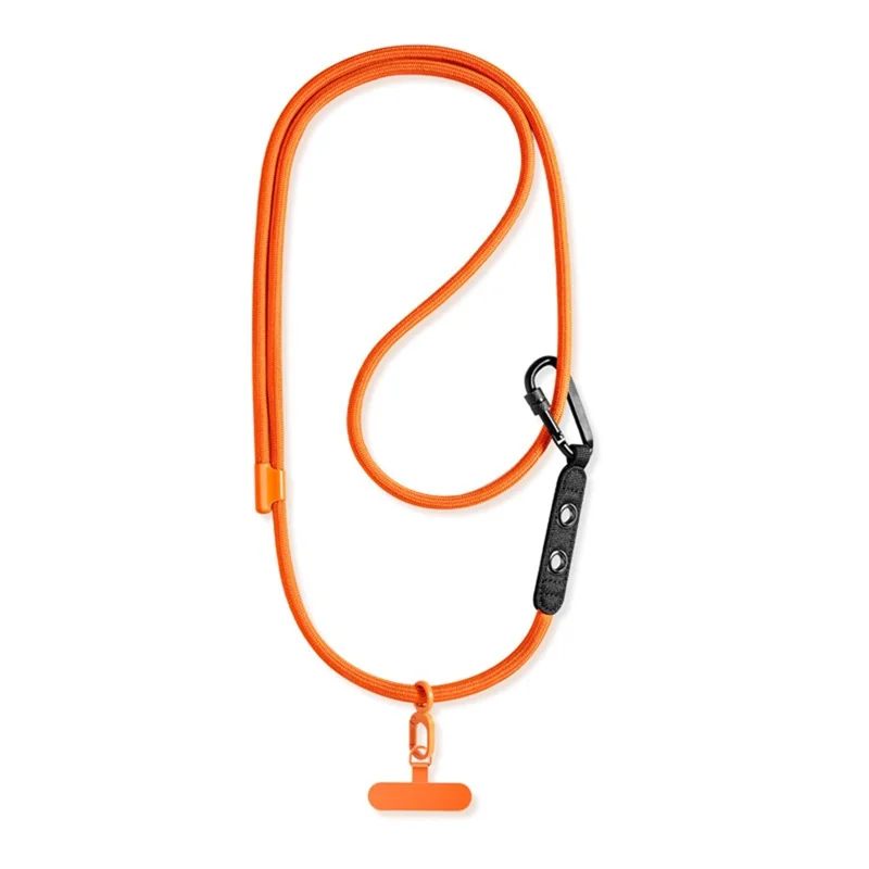 CT-84 160cm Phone Lanyard Anti-Drop Adjustable Polyester Strap with Tether Patch for Outdoor Hiking - Orange