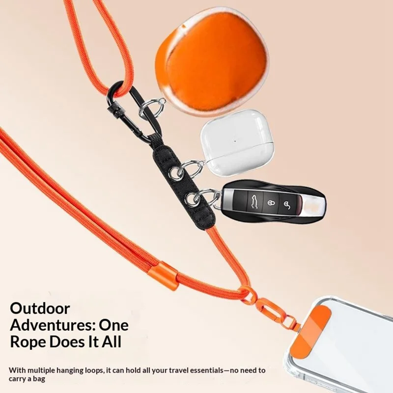 CT-84 Correa para Teléfono de 160 cm, Correa Ajustable Anticaída de Poliéster con Parche de Sujeción para Senderismo al Aire Libre - Morado Oscuro