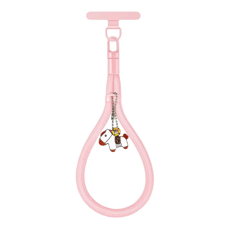 CT-90 30cm Self-Locking Phone Lanyard Wrist Strap Polyester Anti-Loss Rope, Diameter: 7mm - Light Pink