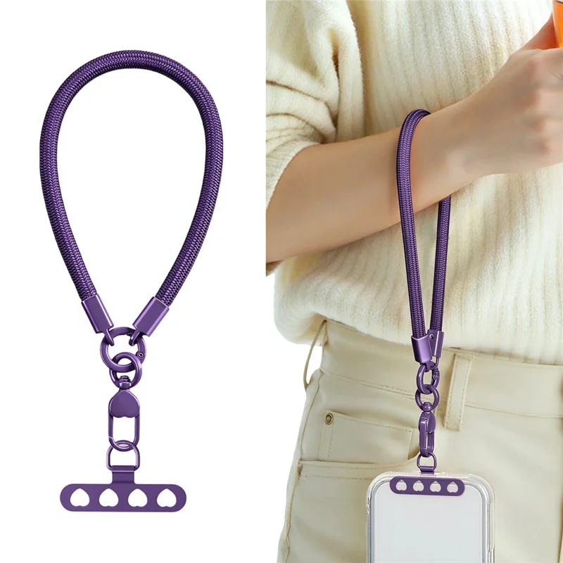 CT-91 30cm Phone Lanyard 360° Swivel Hand Strap Polyester Rope, Thickness: 7mm - Dark Purple