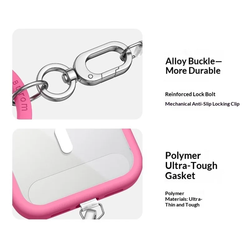 3D Heart-Shaped Cell Phone Lanyard Skin-Friendly Silicone Strap Alloy Buckle Anti-Slip Locking Clip - Sky Blue