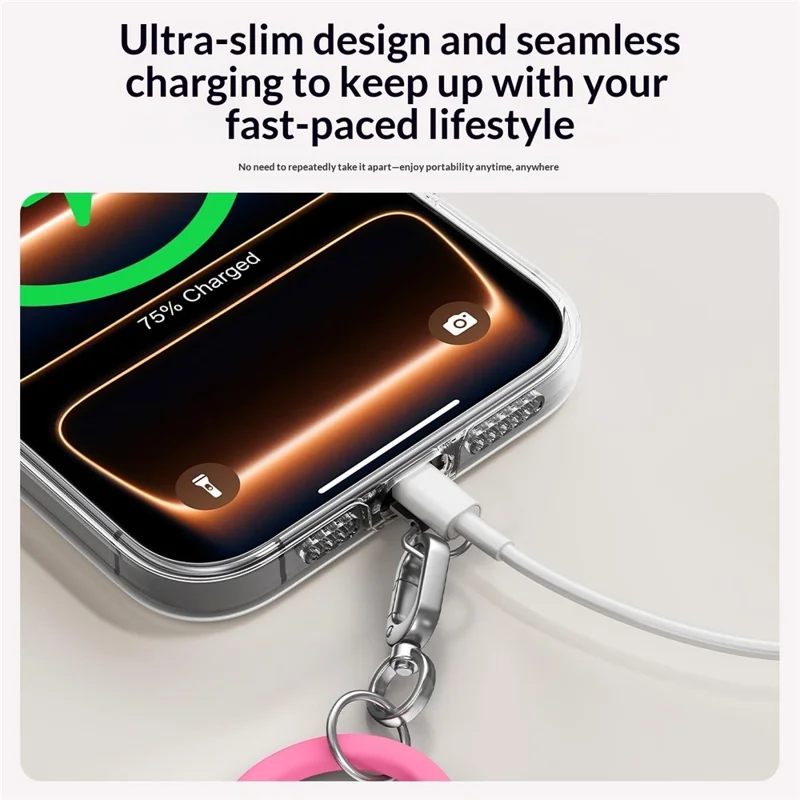 3D Heart-Shaped Cell Phone Lanyard Skin-Friendly Silicone Strap Alloy Buckle Anti-Slip Locking Clip - Sky Blue