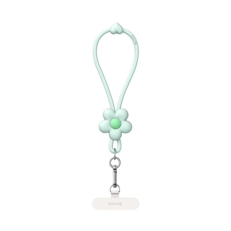 20.4cm Adjustable Flower-Patterned Wrist Strap Liquid Silicone Phone Lanyard with Tether Tab - Mambo Green