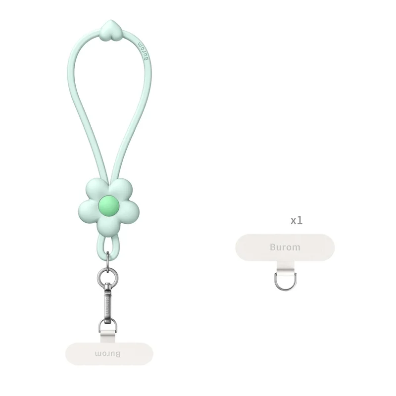 20.4cm Adjustable Flower-Patterned Wrist Strap Liquid Silicone Phone Lanyard with Tether Tab - Mambo Green