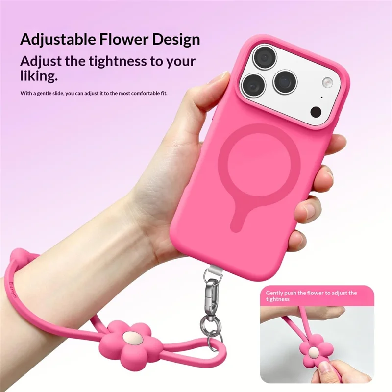 20.4cm Adjustable Flower-Patterned Wrist Strap Liquid Silicone Phone Lanyard with Tether Tab - Mambo Green