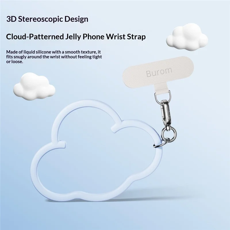 Cloud Pattern Liquid Silicone Phone Wrist Strap Loop Anti-Drop Lanyard with Tether Tab - Baby Blue