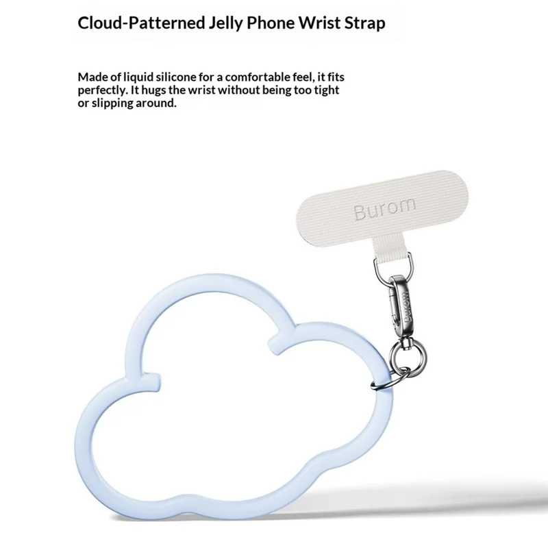 Cloud Pattern Liquid Silicone Phone Wrist Strap Loop Anti-Drop Lanyard with Tether Tab - Baby Blue