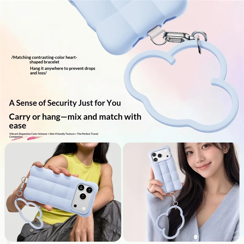 Cloud Pattern Liquid Silicone Phone Wrist Strap Loop Anti-Drop Lanyard with Tether Tab - Baby Blue