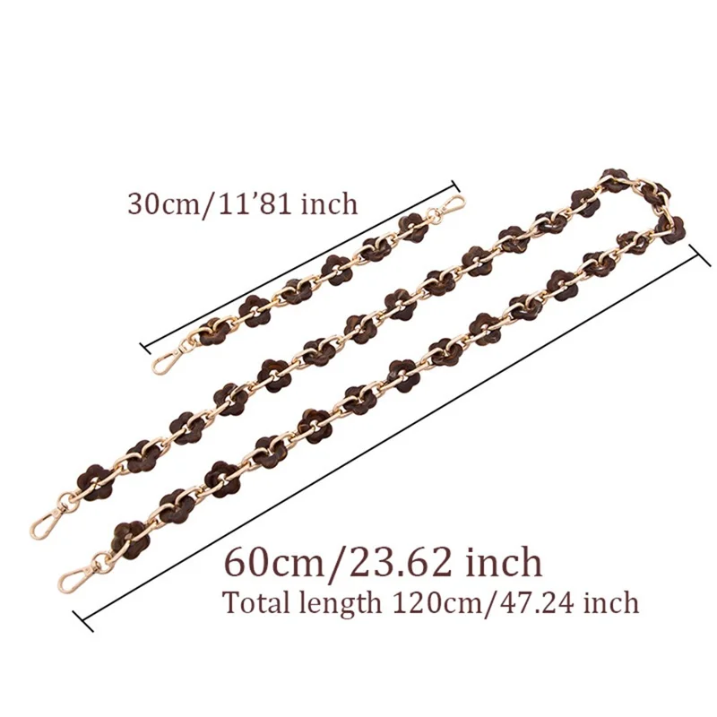 120cm Acrylic Flower Chain Bag Strap Cellphone Charm Lanyard Handbag Shoulder Chain - Black