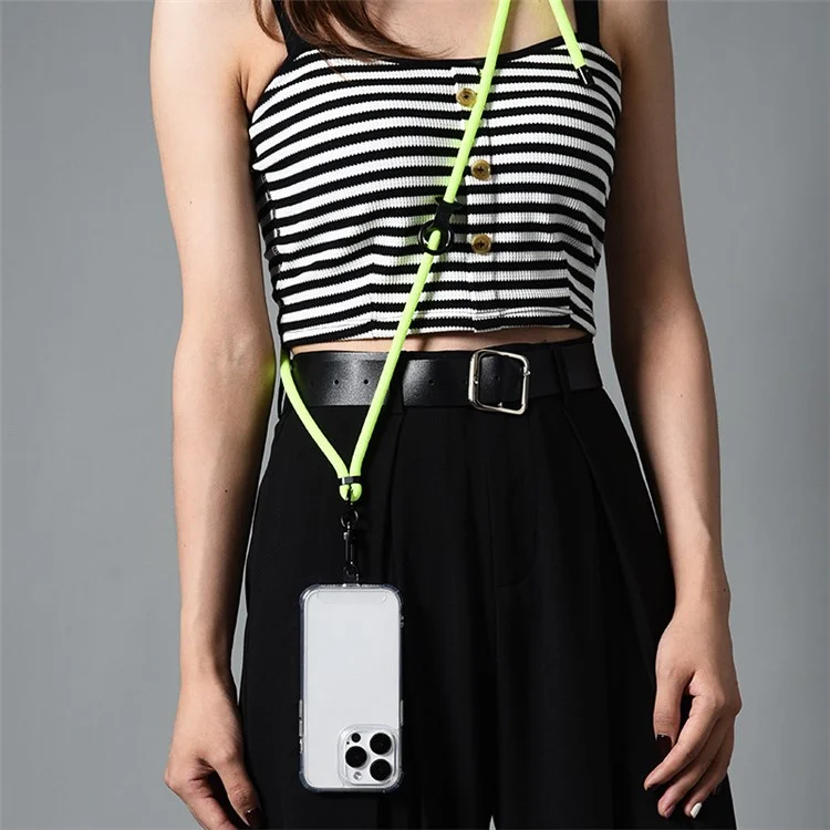 160cm Cell Phone Lanyard Crossbody Phone Neck Shoulder Strap Adjustable Polyester Rope with Patch - Rainbow