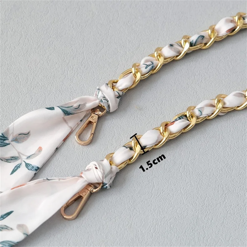 120cm Woven Scarf Chain Shoulder Strap with Lobster Clasps Phone Lanyard Decorative Bag - Style A
