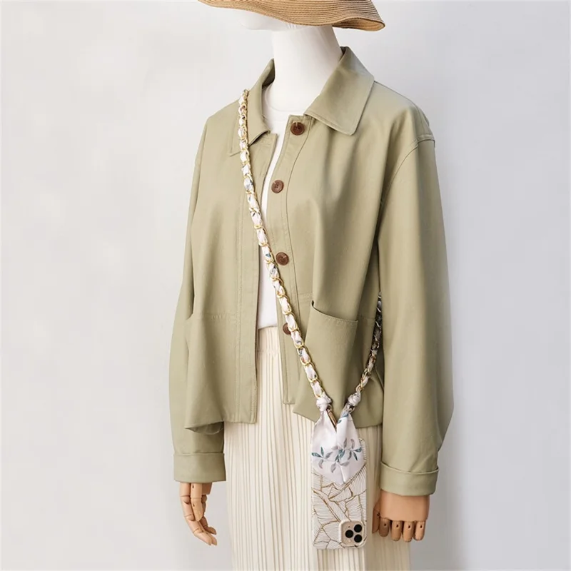 120cm Woven Scarf Chain Shoulder Strap with Lobster Clasps Phone Lanyard Decorative Bag - Style A
