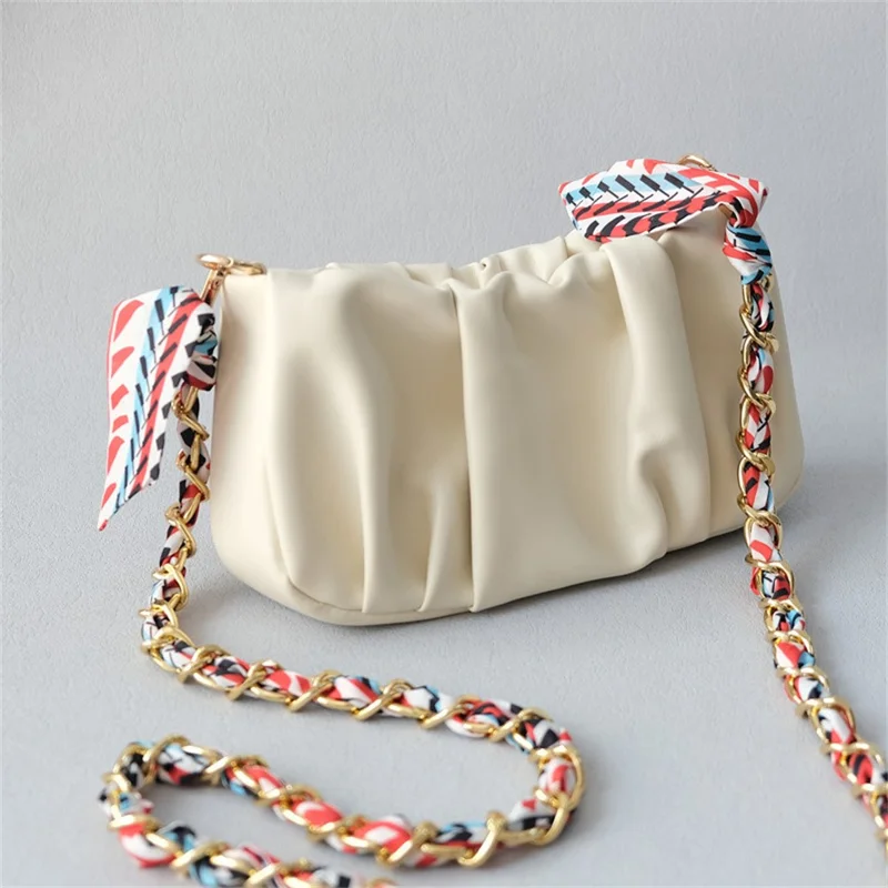 120cm Woven Scarf Chain Shoulder Strap with Lobster Clasps Phone Lanyard Decorative Bag - Style A