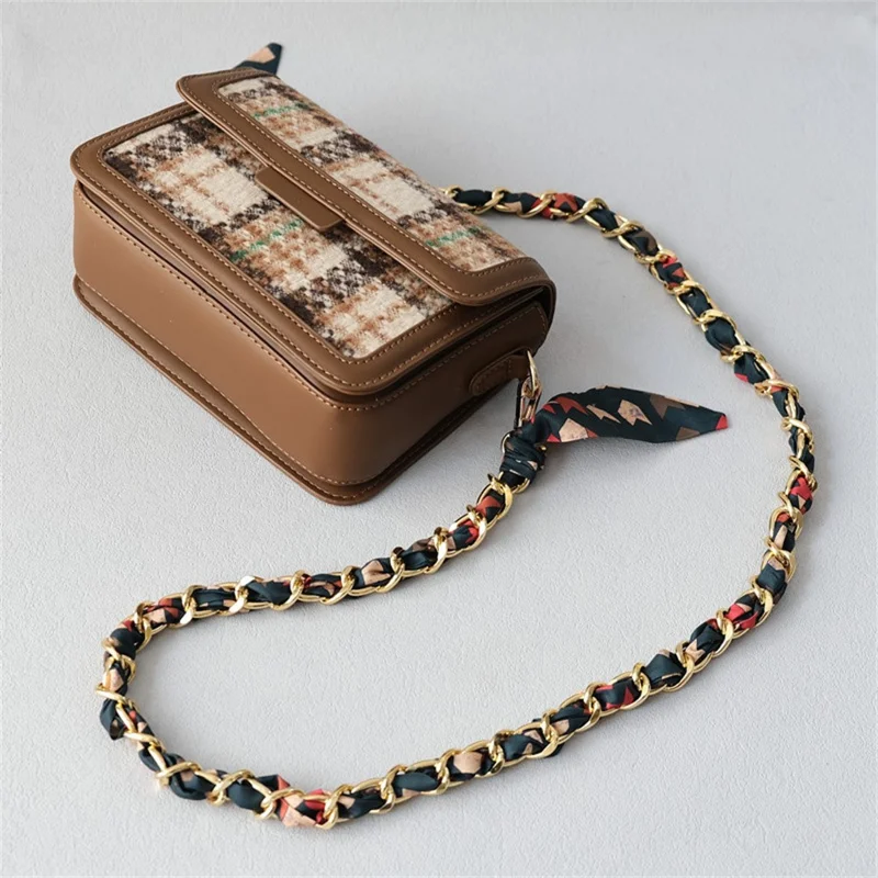 120cm Woven Scarf Chain Shoulder Strap with Lobster Clasps Phone Lanyard Decorative Bag - Style A