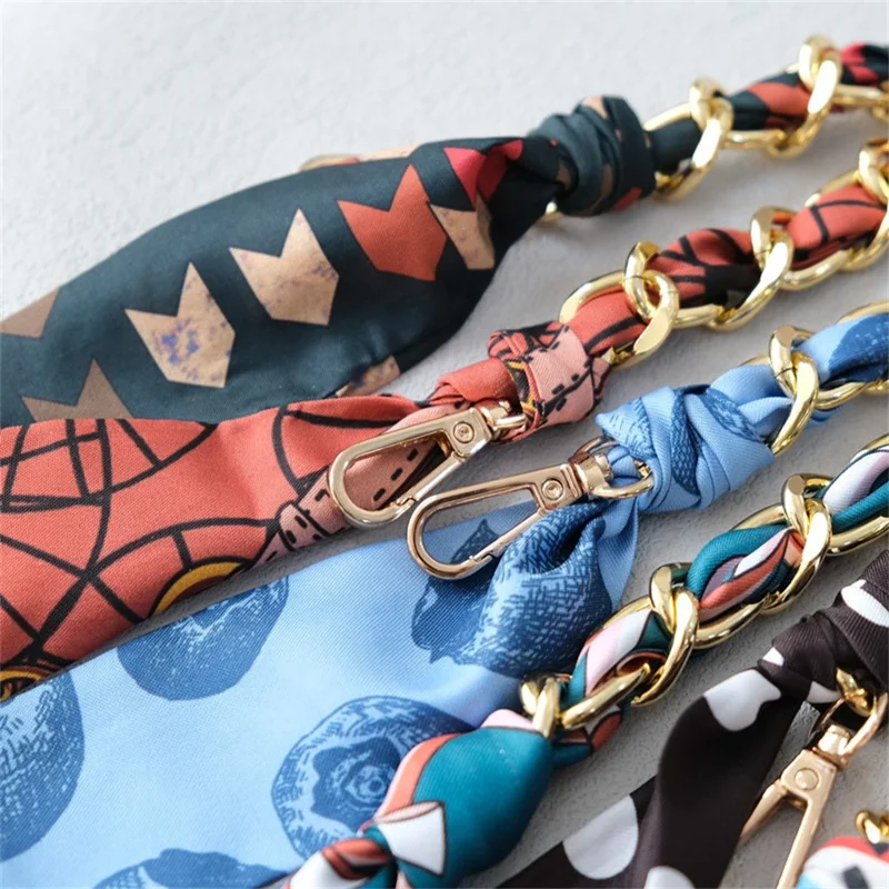 120cm Woven Scarf Chain Shoulder Strap with Lobster Clasps Phone Lanyard Decorative Bag - Style A