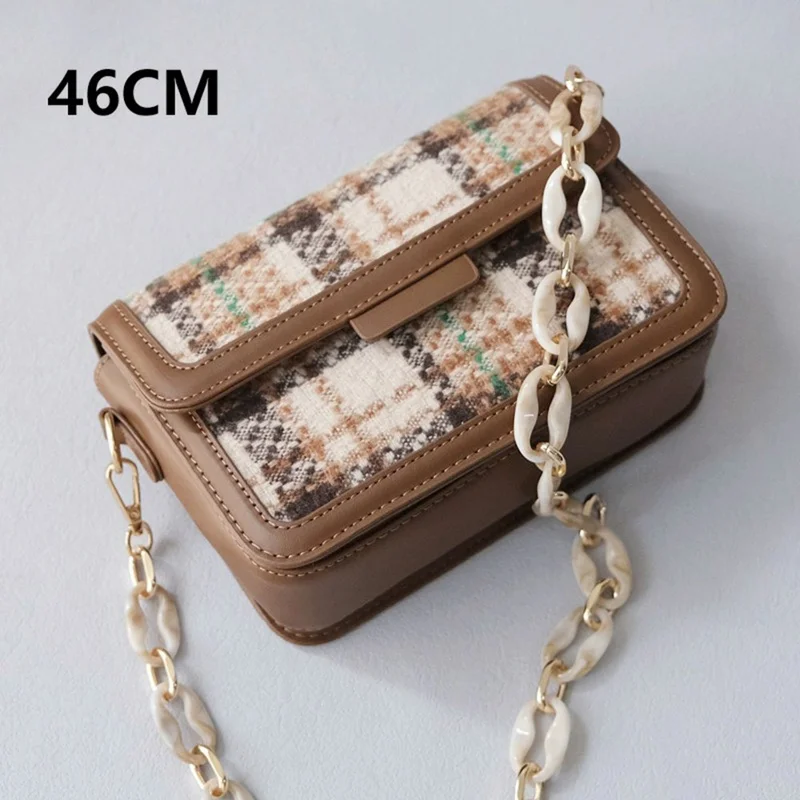 46cm Acrylic Chain Bag Strap Phone Charm Handbag Purse Clutches Handles with Detachable Spring Clips - Beige