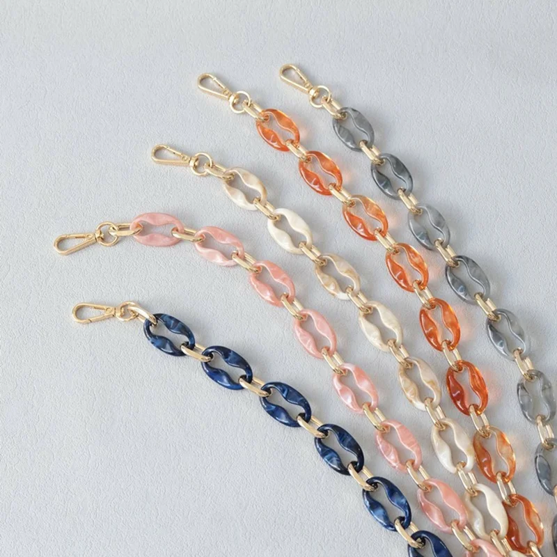 46cm Acrylic Chain Bag Strap Phone Charm Handbag Purse Clutches Handles with Detachable Spring Clips - Beige
