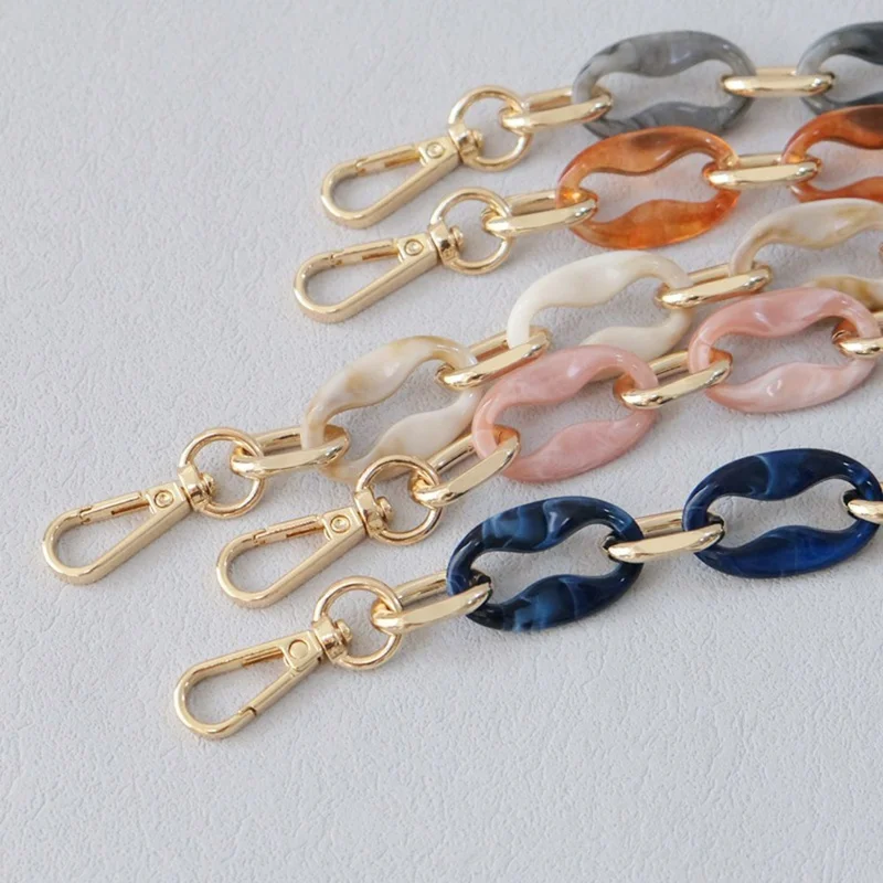 46cm Acrylic Chain Bag Strap Phone Charm Handbag Purse Clutches Handles with Detachable Spring Clips - Beige